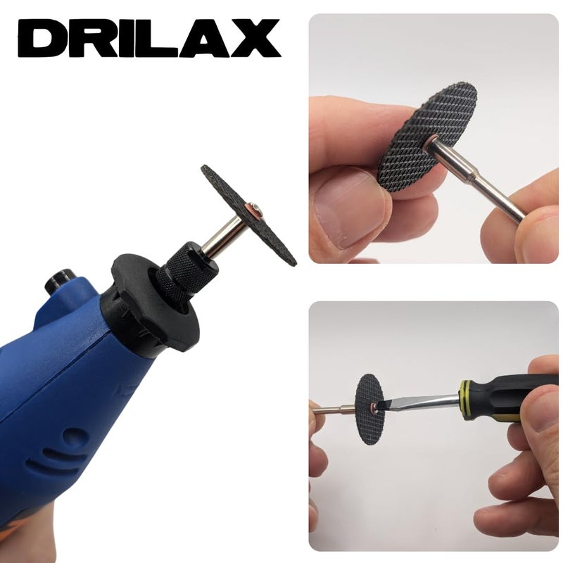 Drilax 25-Pc Rotary Tool Mandrels (1/8" Shank) | Compatible with Dremel 402 Holders for Cut-Off Discs, Grinding Wheels & Polishing Accessories - Image 3